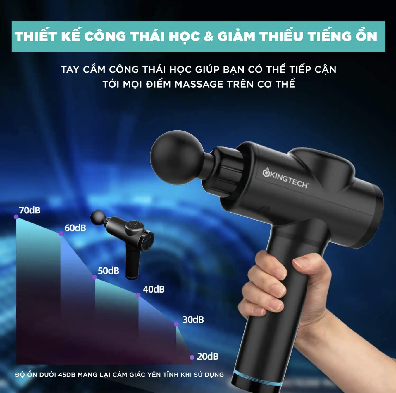 Mô tả Máy Massage Cầm Tay Cao Cấp KINGTECH KH-720PRO, 20 Cấp Độ, Hỗ Trợ Mát Xa Chuyên Sâu, Giảm Đau Cơ, Cứng Khớp - Chính Hãng - 6
