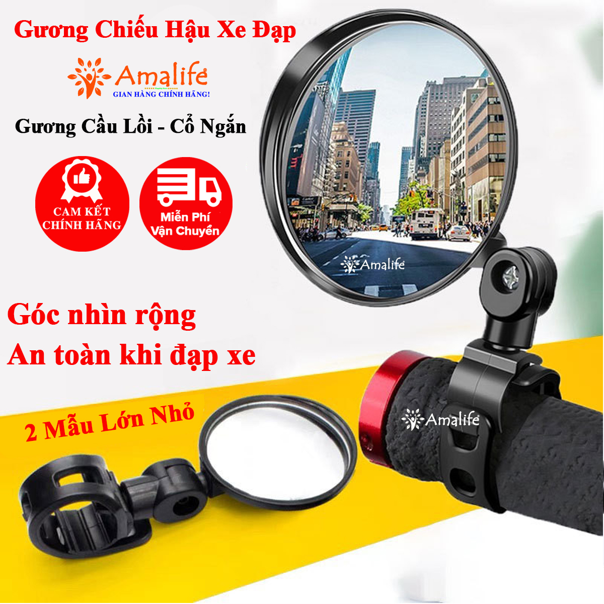 Mô tả Gương Xe Đạp Thể Thao Chiếu Hậu Gắn Tay Lái Quay 360 Độ Linh Hoạt Cầu Lồi Góc Rộng 5cm,8cm ECO2 Chính Hãng Amalife - 1