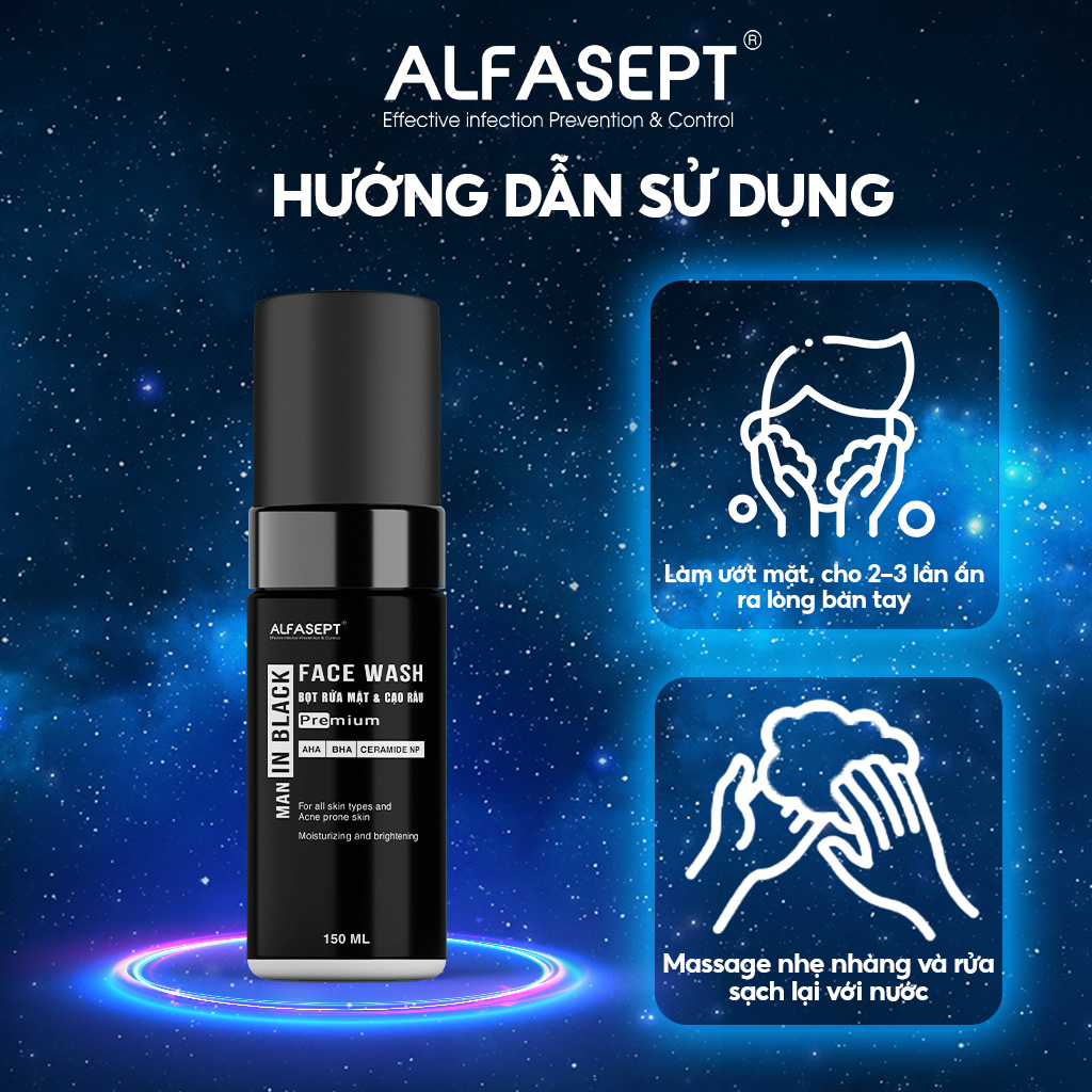 Mô tả Bọt rửa mặt & cạo râu ALFASEPT Face Wash giúp rửa mặt sạch sâu và cạo râu dễ dàng - 2