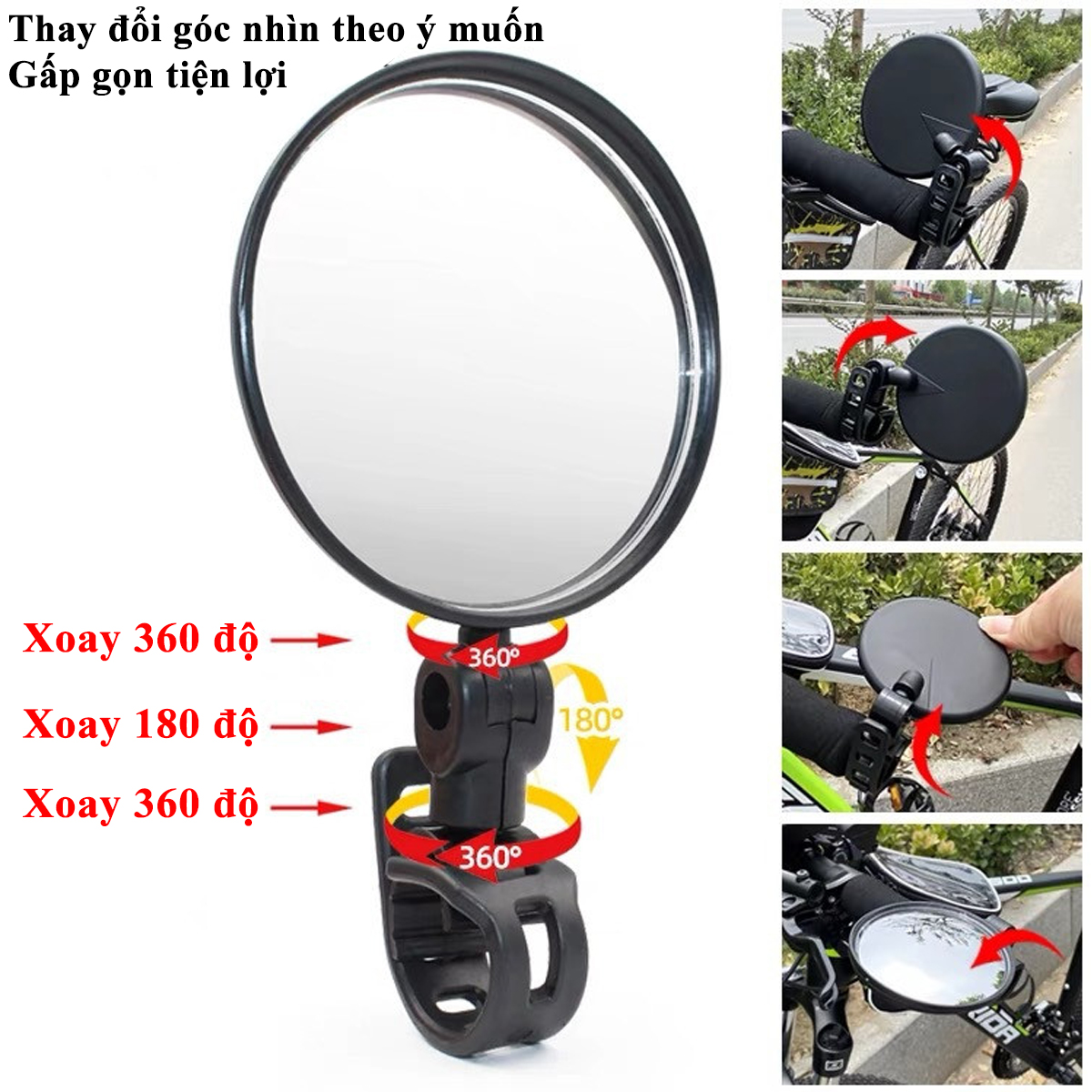 Mô tả Gương Xe Đạp Thể Thao Chiếu Hậu Gắn Tay Lái Quay 360 Độ Linh Hoạt Cầu Lồi Góc Rộng 5cm,8cm ECO2 Chính Hãng Amalife - 2
