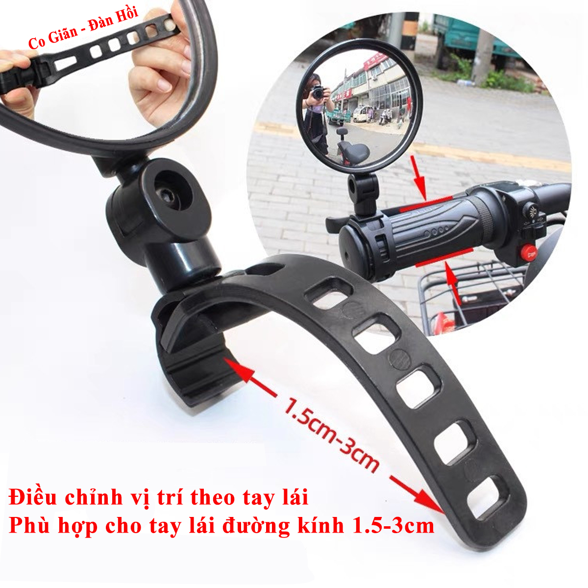 Mô tả Gương Xe Đạp Thể Thao Chiếu Hậu Gắn Tay Lái Quay 360 Độ Linh Hoạt Cầu Lồi Góc Rộng 5cm,8cm ECO2 Chính Hãng Amalife - 5