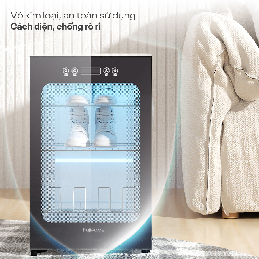 Khung hợp kim nhôm và kệ inox cao cấp trong tủ sấy giày Fujihome