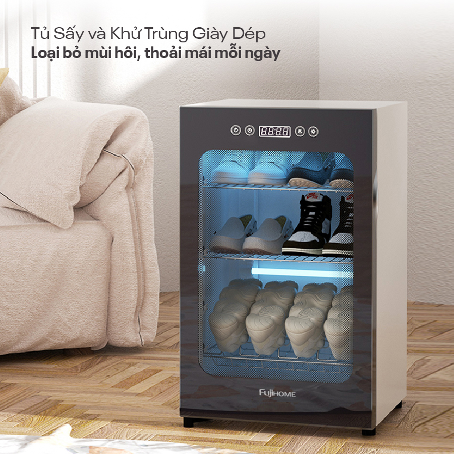 Công nghệ sấy nhiệt PTC 60 độ C an toàn cho mọi chất liệu giày