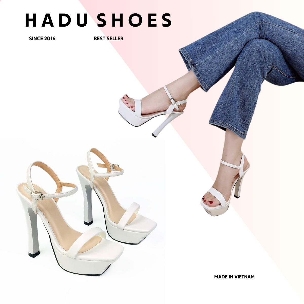 Mô tả Giày Nữ Cao Gót 12P Đế Vuông Quai Ngang HADU GG128 Đúp Trước 3P Da PU Cao Cấp BH 24 Tháng - 5