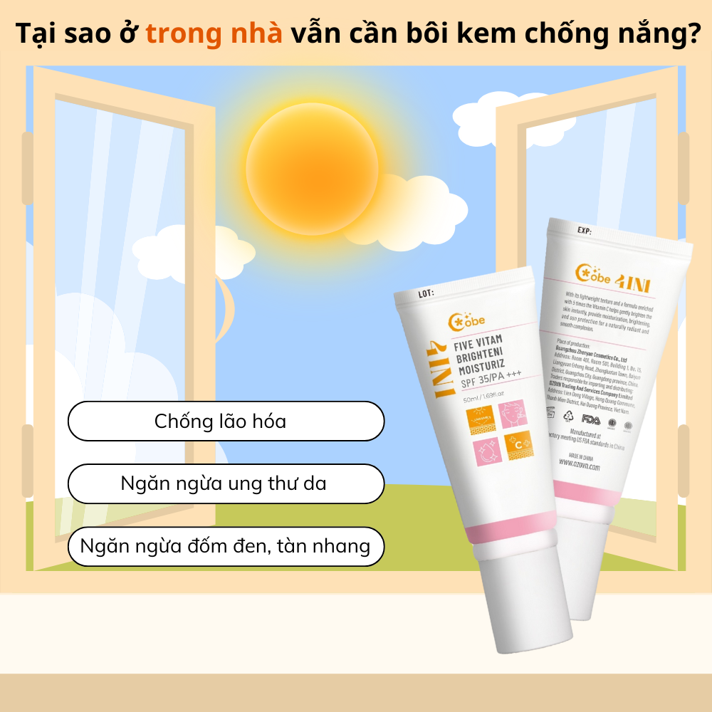 Mô tả Sữa chống nắng dưỡng ẩm sáng da Cobe 4 in 1 nâng tone, dưỡng ẩm, làm sáng và chống nắng - 50ml - 3