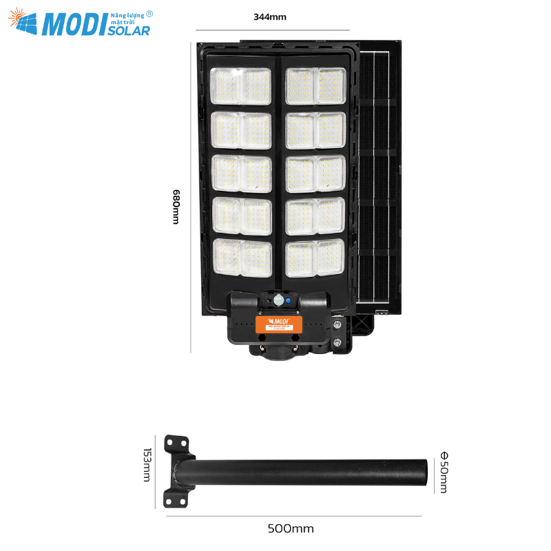 Mô tả Đèn Năng Lượng Mặt Trời Liền Thể, Đèn Cao Áp Cảm Biến MODI SOLAR Chống Nước Loại 300W, 400W, 500W - 8