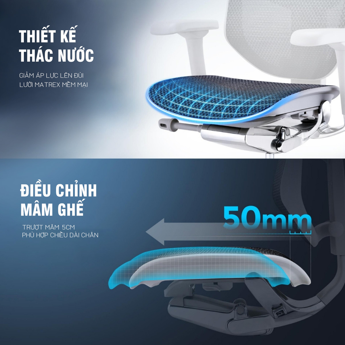 Mô tả Ghế công thái học Nghia Furniture Ergohuman Enjoy 02, Lưới Matrex Mỹ, piston class 4, ngả ghế 138 độ - 8