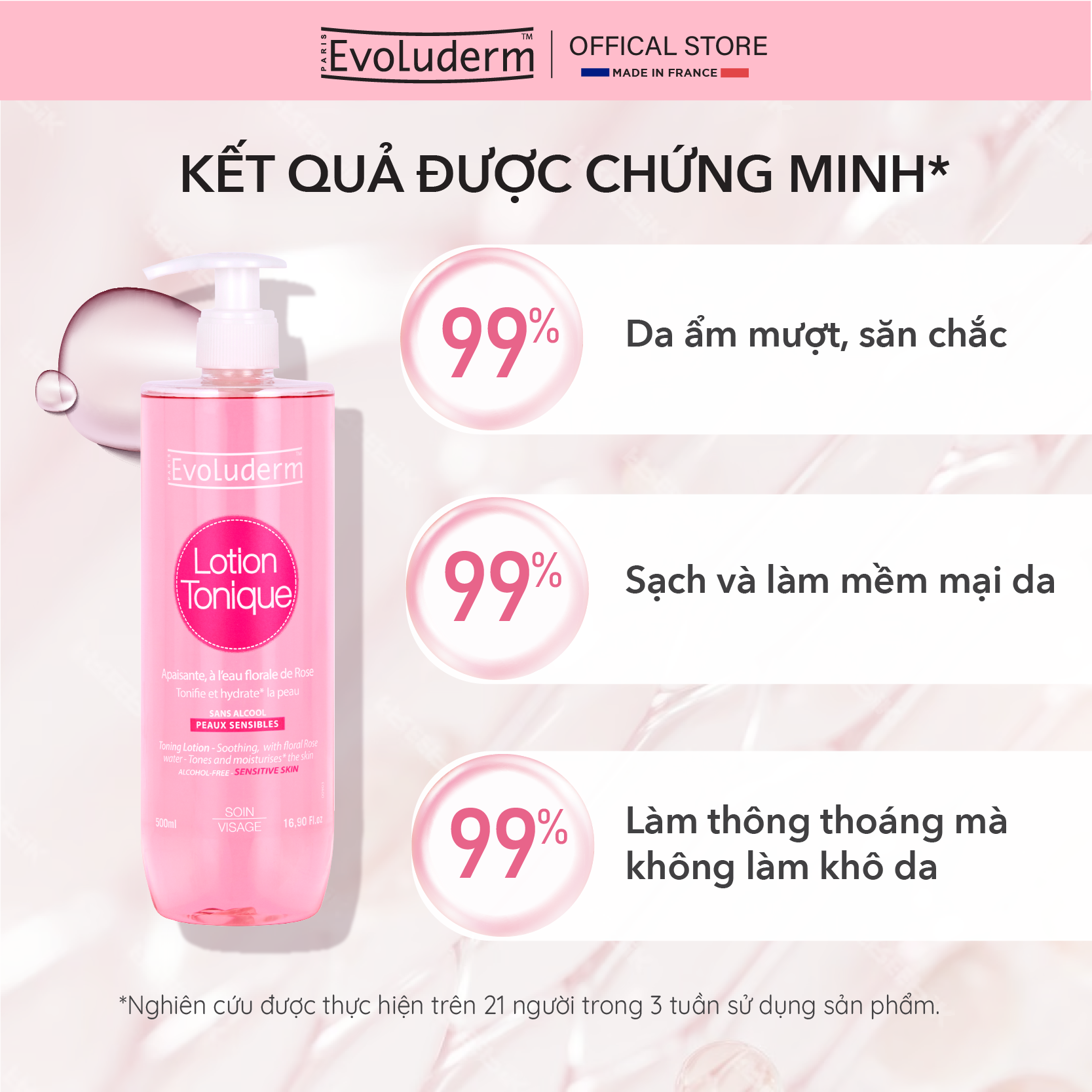 Mô tả Nước hoa hồng dưỡng ẩm và làm sạch cho da nhạy cảm Evoluderm Lotion Tonique 500ml - 4