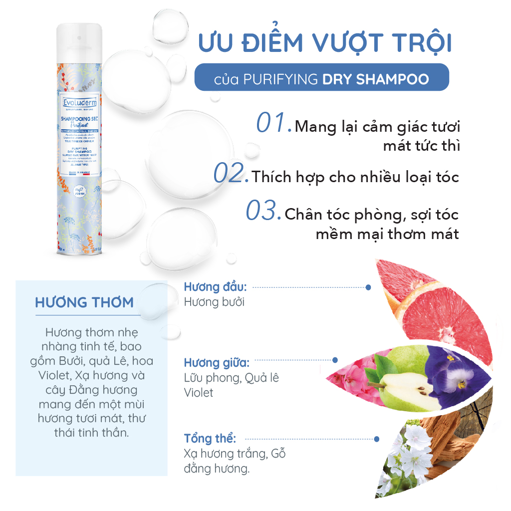 Mô tả Dầu gội đầu khô Evoluderm 200ml - 1