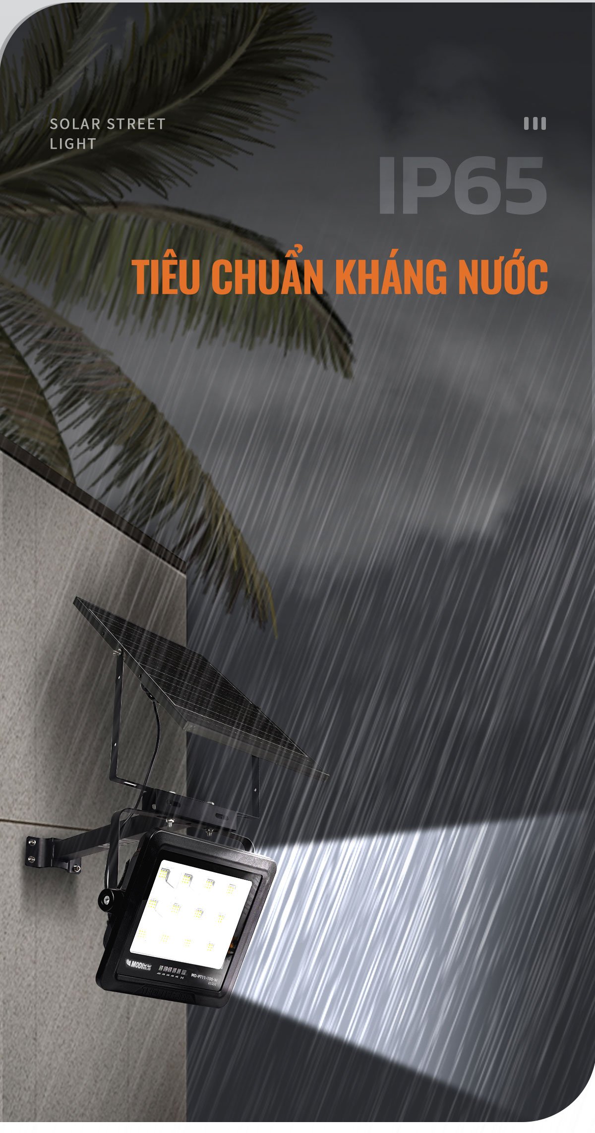 Mô tả Đèn Năng Lượng Mặt Trời MODI SOLAR 100W 200W 300W, Chống Nước IP65, Điều Khiển Từ Xa, Chế Độ Tự Động - 10