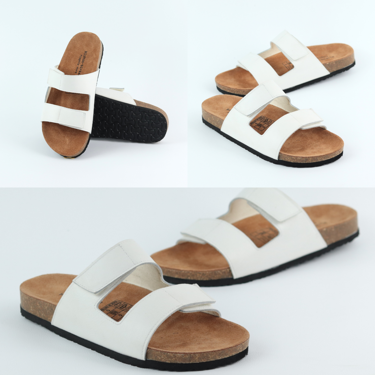 Mô tả Dép đế trấu birken nam nữ unisex quai ngang đi học công xở xé dán da Bò bigsize chính hãng Hishoo VNXK  M105 - 5