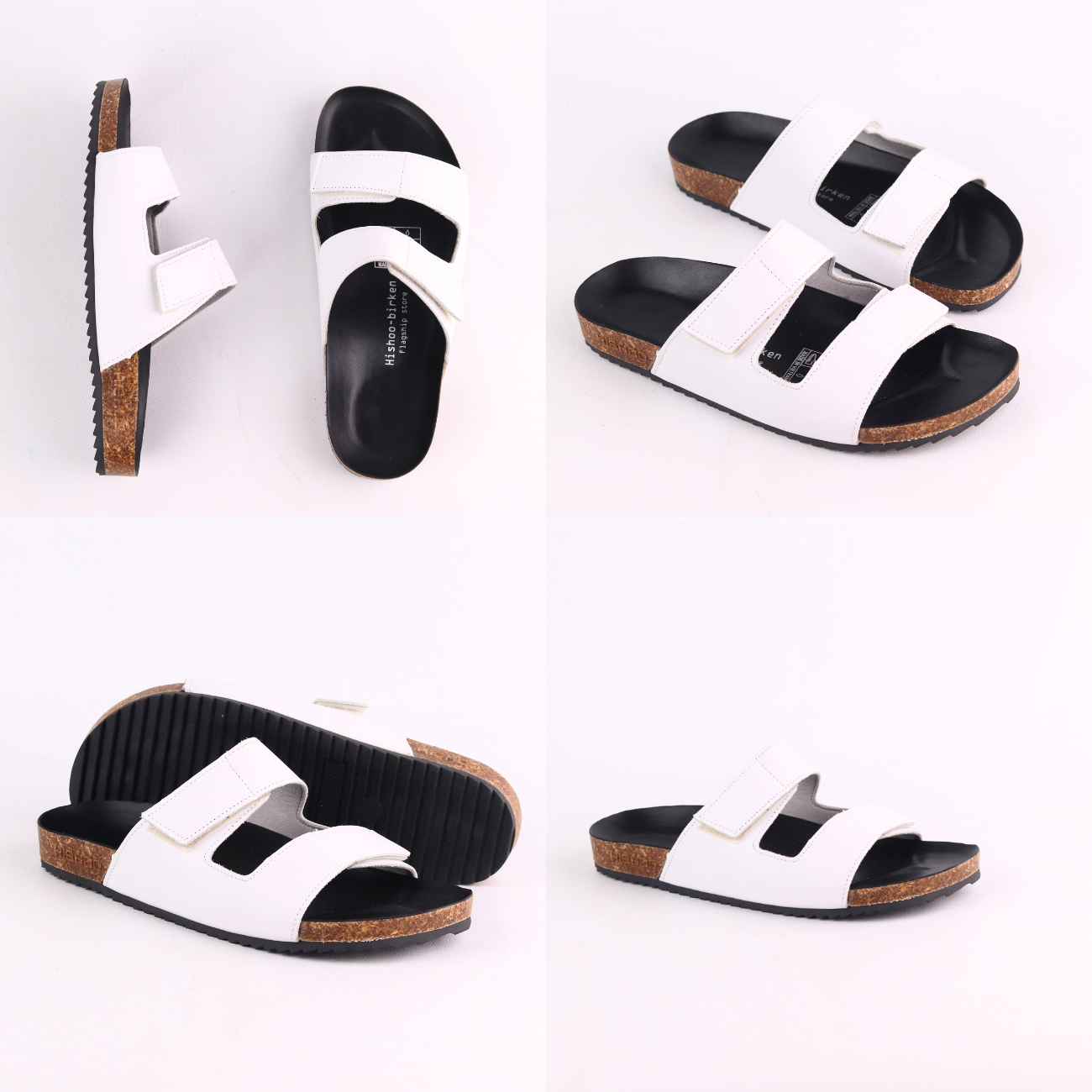 Mô tả Dép đế trấu birken nam nữ unisex quai ngang đi học công xở xé dán da Bò bigsize chính hãng Hishoo VNXK  M105 - 6