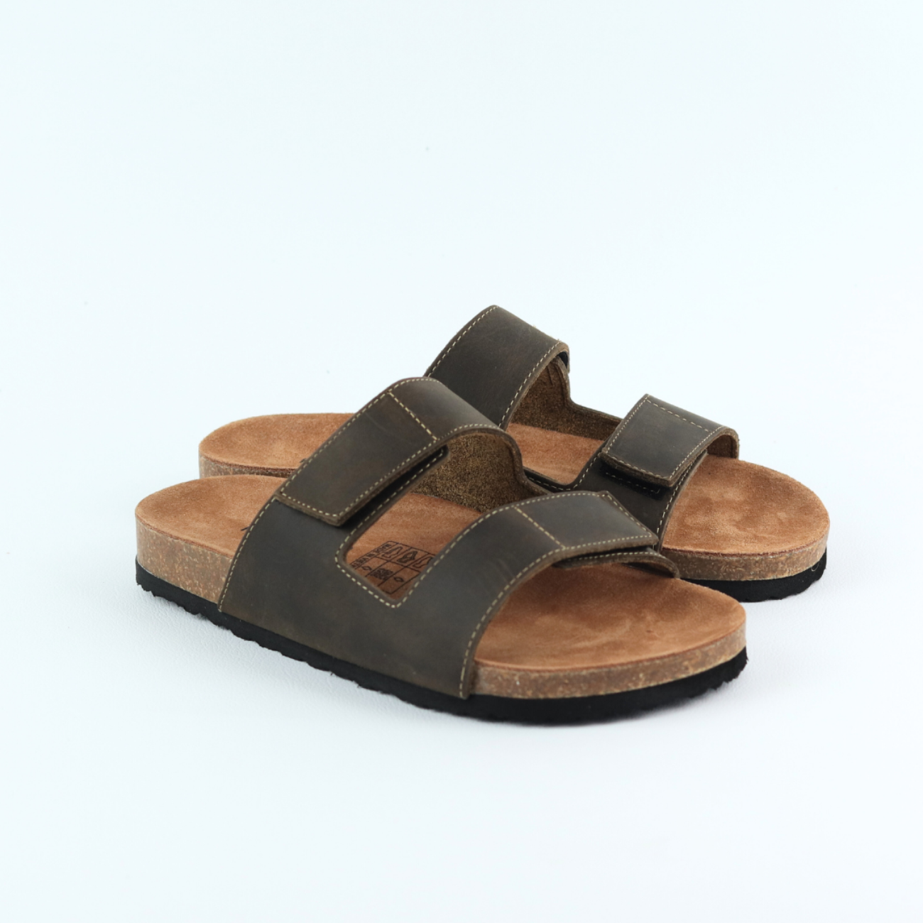 Mô tả Dép đế trấu birken nam nữ unisex quai ngang đi học công xở xé dán da Bò bigsize chính hãng Hishoo VNXK  M105 - 8
