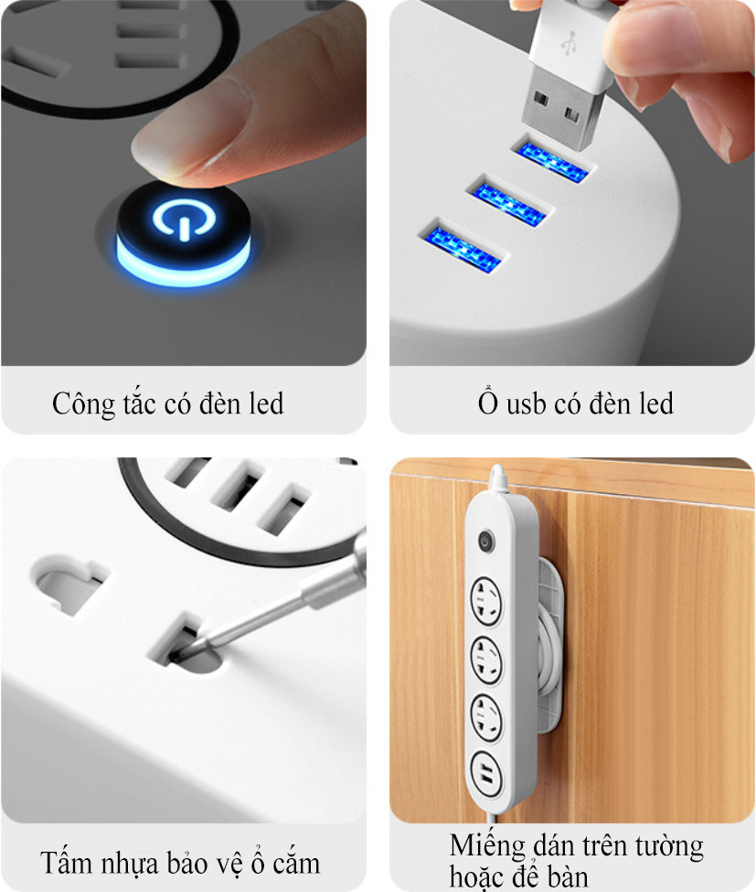 Mô tả Ổ Cắm Điện Đa Năng Thông Minh Energy Green Lighting OD-3398 - Chuẩn Sạc An Toàn Chống Giật - BH 1 Năm - 4
