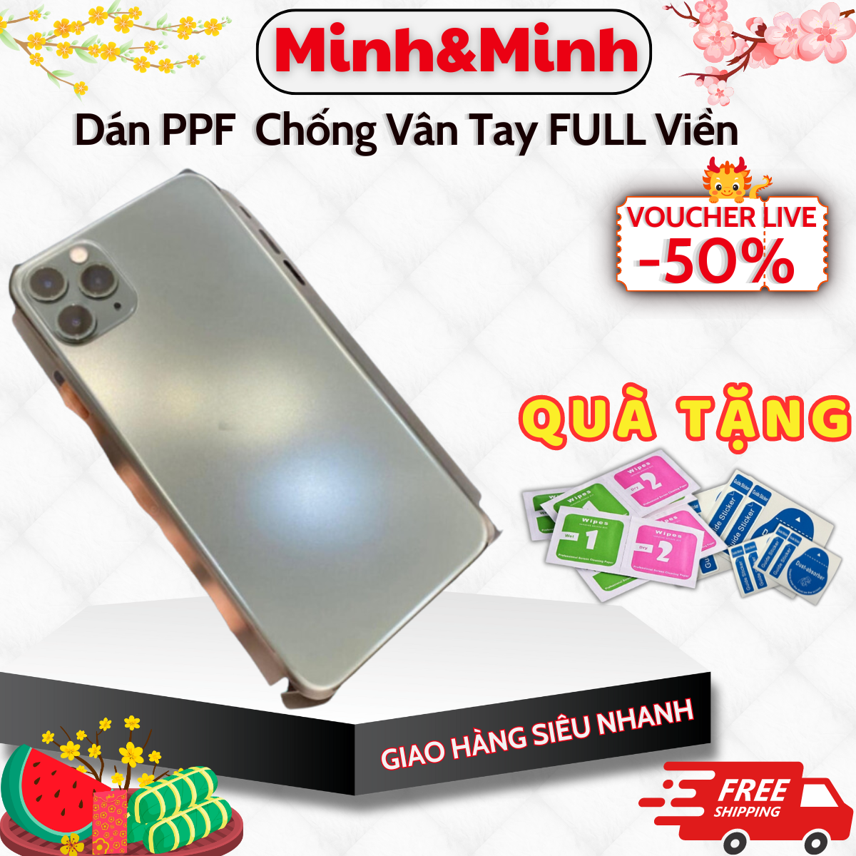 Mô tả Miếng dán PPF chống vân tay iphone KTM,bảo vệ toàn bộ mặt lưng và viền 11 12 13 14 pro max - 1