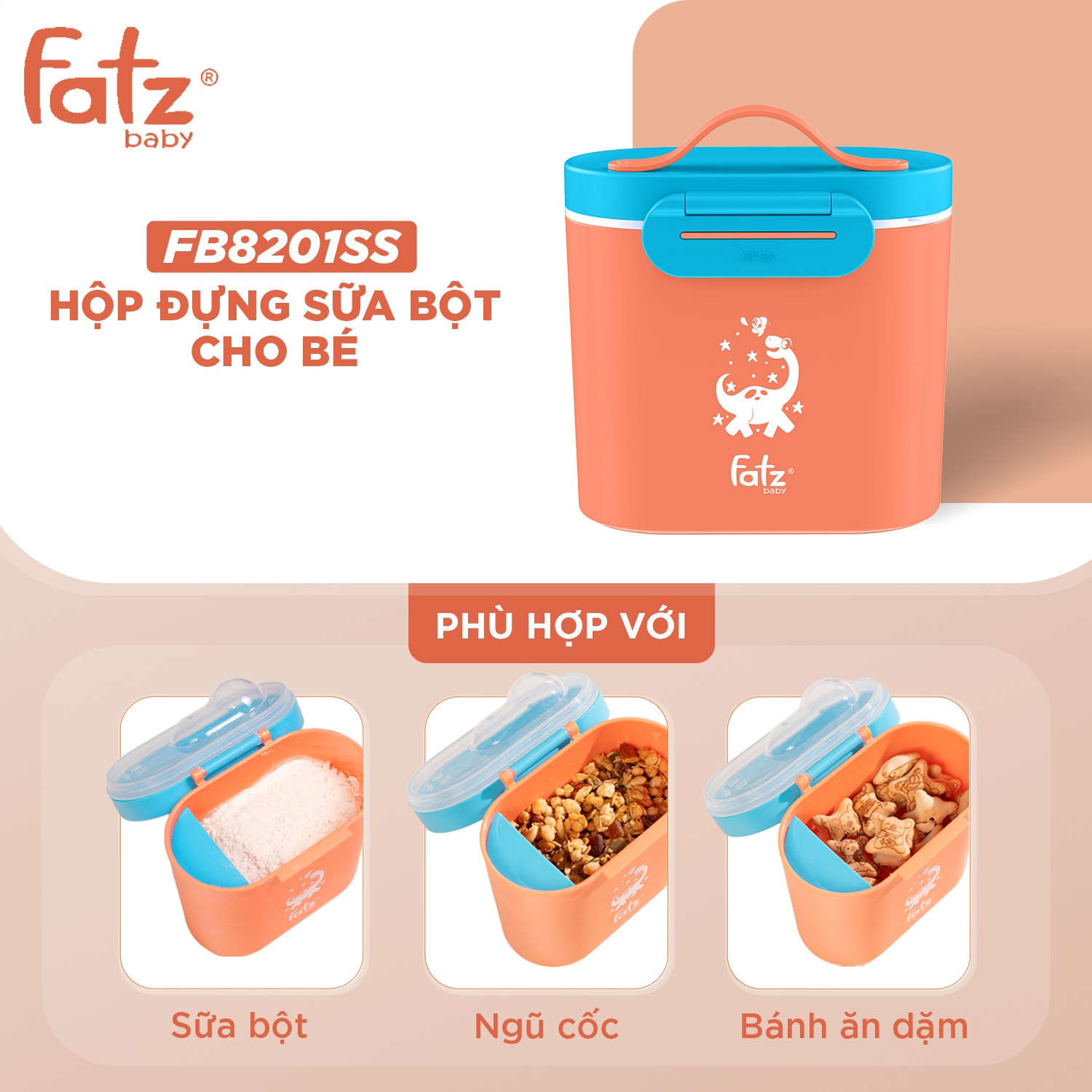 Mô tả Hộp đựng sữa bột, ngũ cốc, bánh ăn dặm cho bé 600ml FATZBABY FB8201SS nhựa PP không chứa BPA, an toàn và không mùi - 3