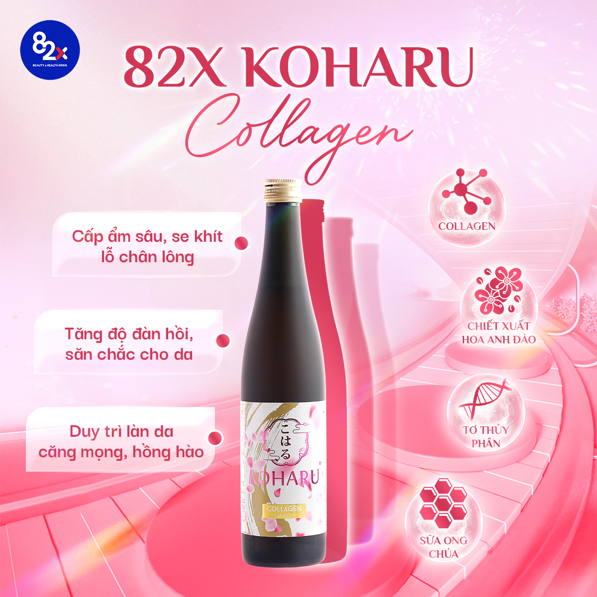 Mô tả [Date 8/2025] 82X Nước Uống Đẹp Da KOHARU COLLAGEN Chai 500ml Chứa 84000mg Collagen Peptide - Khỏe Tóc & Móng - 3