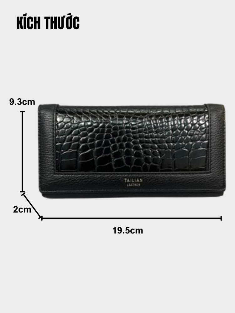Ví Nữ TAILIAN TL26 - Da Vân Cá Sấu Màu Nâu
