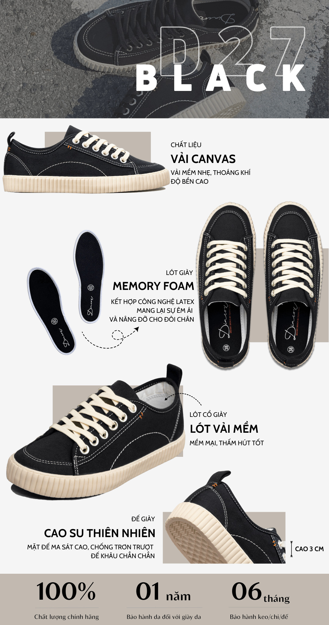 Giày Sneaker Dincox D27 Black