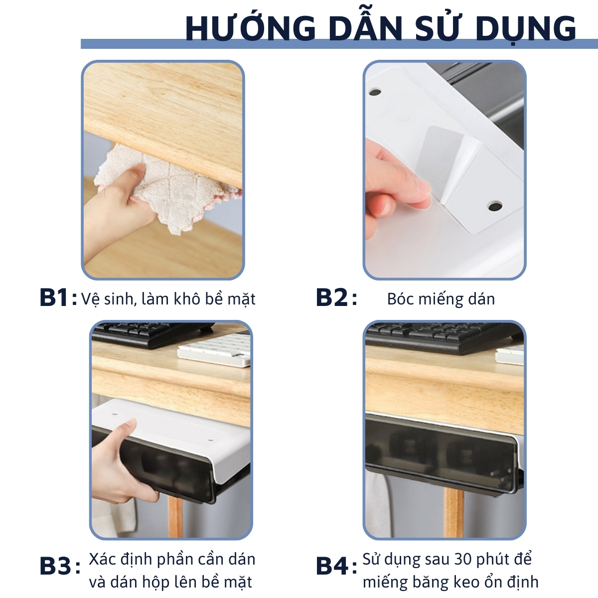 Mô tả Ngăn kéo đa năng DandiHome dán dưới mặt bàn làm việc và tủ bếp - 8