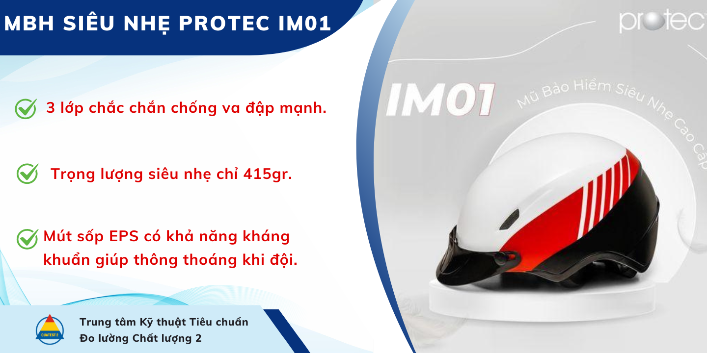 Mô tả Mũ bảo hiểm thời trang siêu nhẹ Protec IM01, nặng chỉ 415g, mẫu mới, an toàn gấp bội - 1
