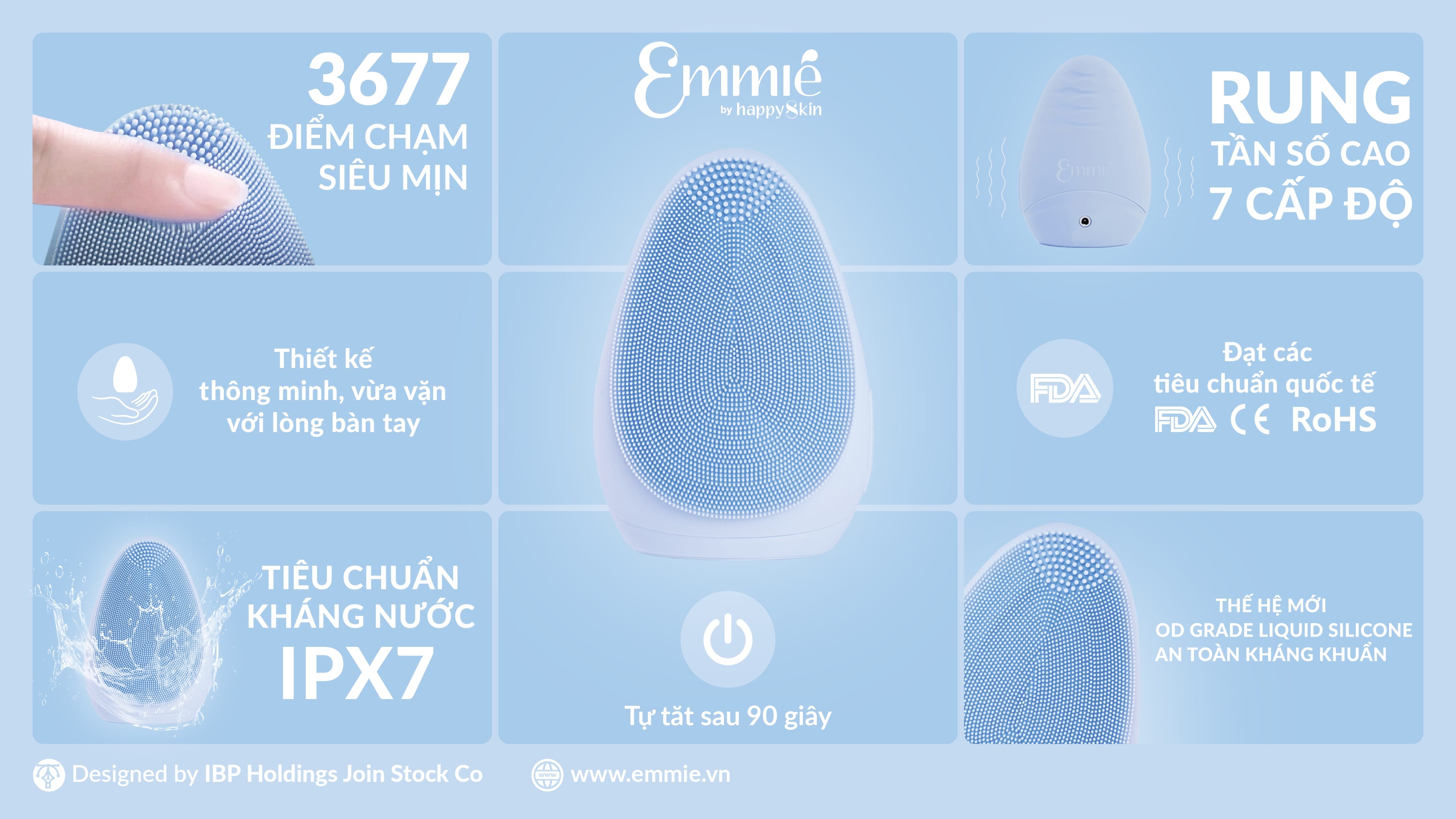 Mô tả Máy Rửa Mặt Emmié Premium Facial Cleansing Brush - Đạt Chứng Nhận FDA - 3
