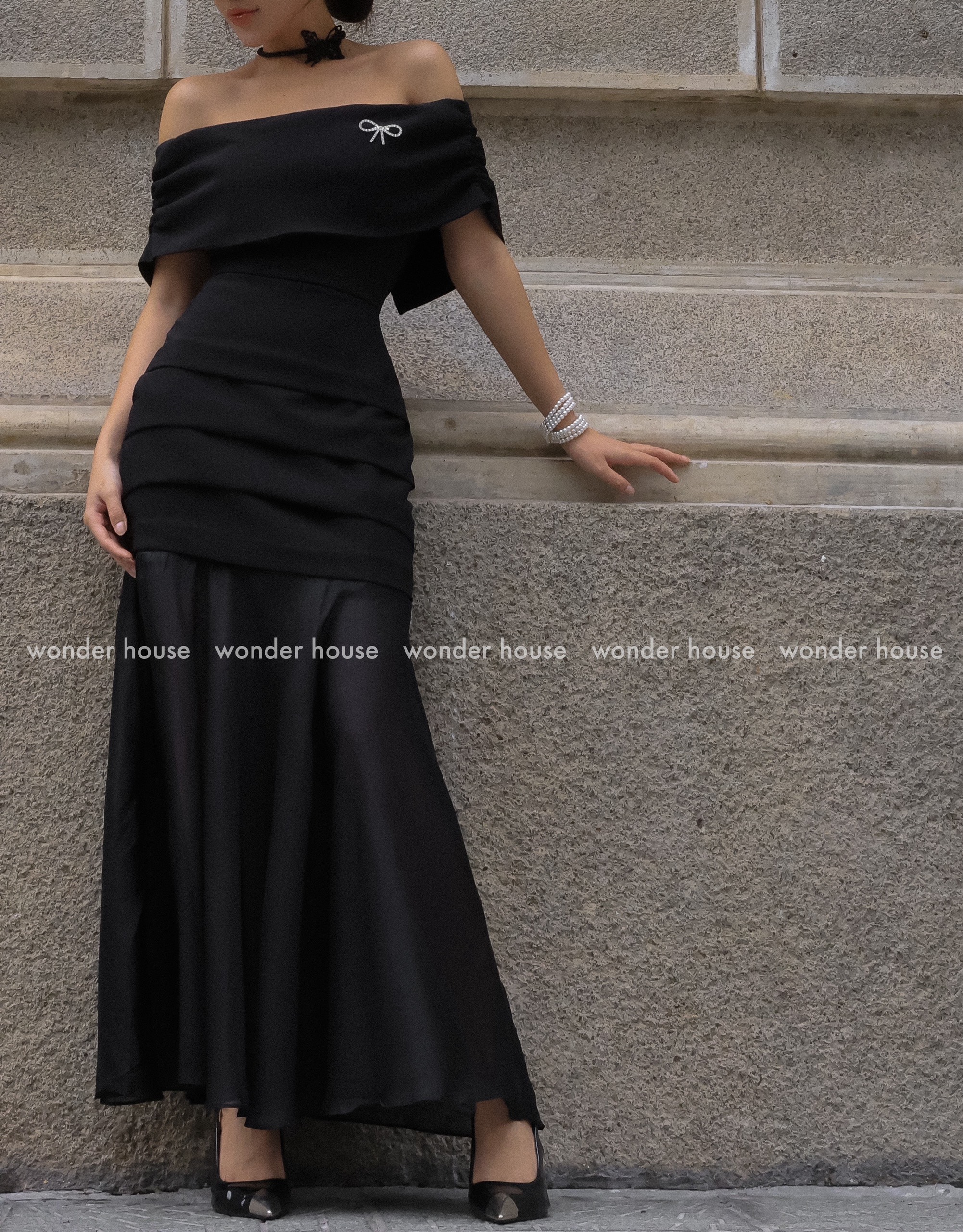 Mô tả Wonderhouse Vanila Dress đầm trễ vài dáng dài dự tiệc sang chảnh chất vải dày dặn - 1