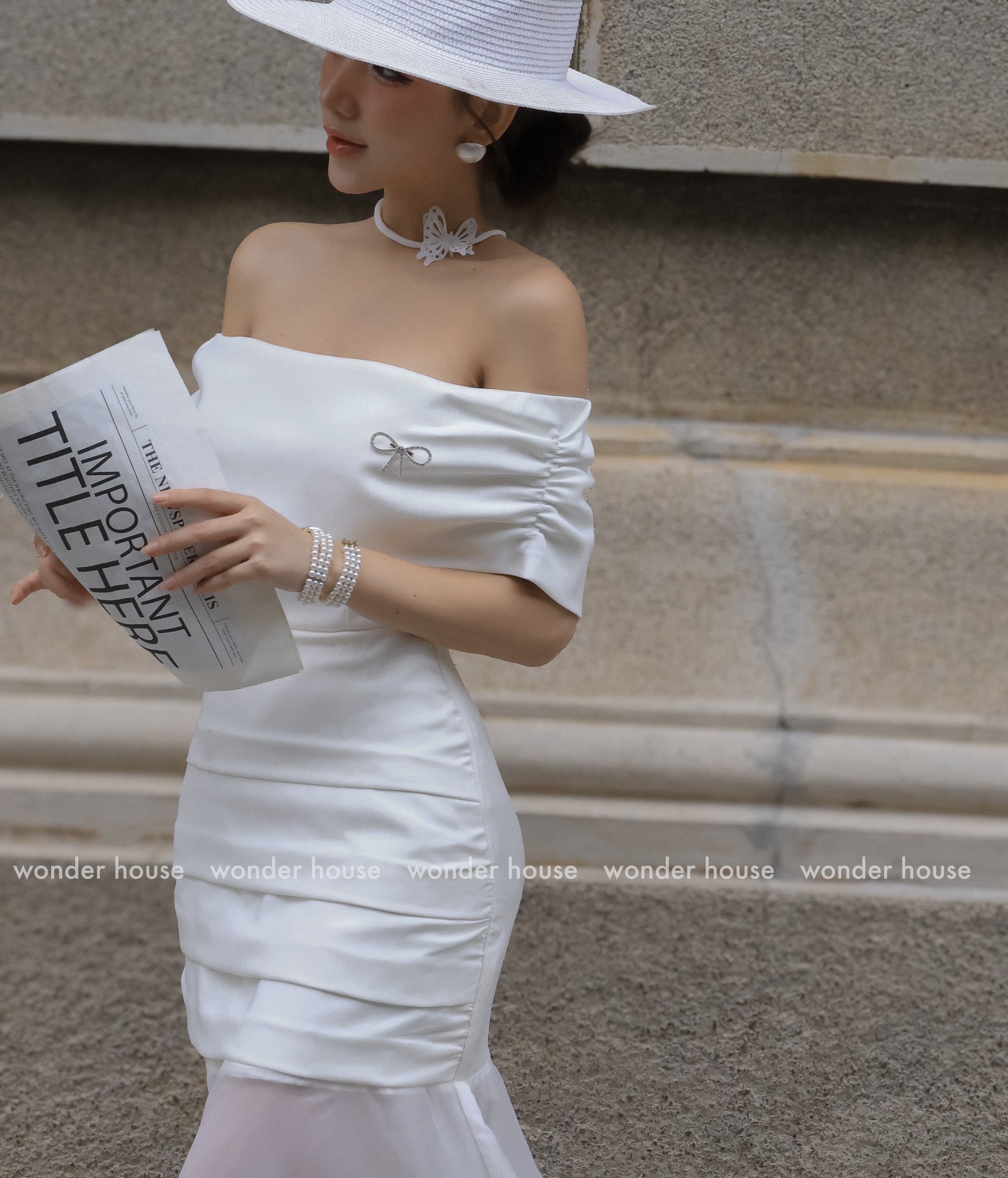 Mô tả Wonderhouse Vanila Dress đầm trễ vài dáng dài dự tiệc sang chảnh chất vải dày dặn - 3