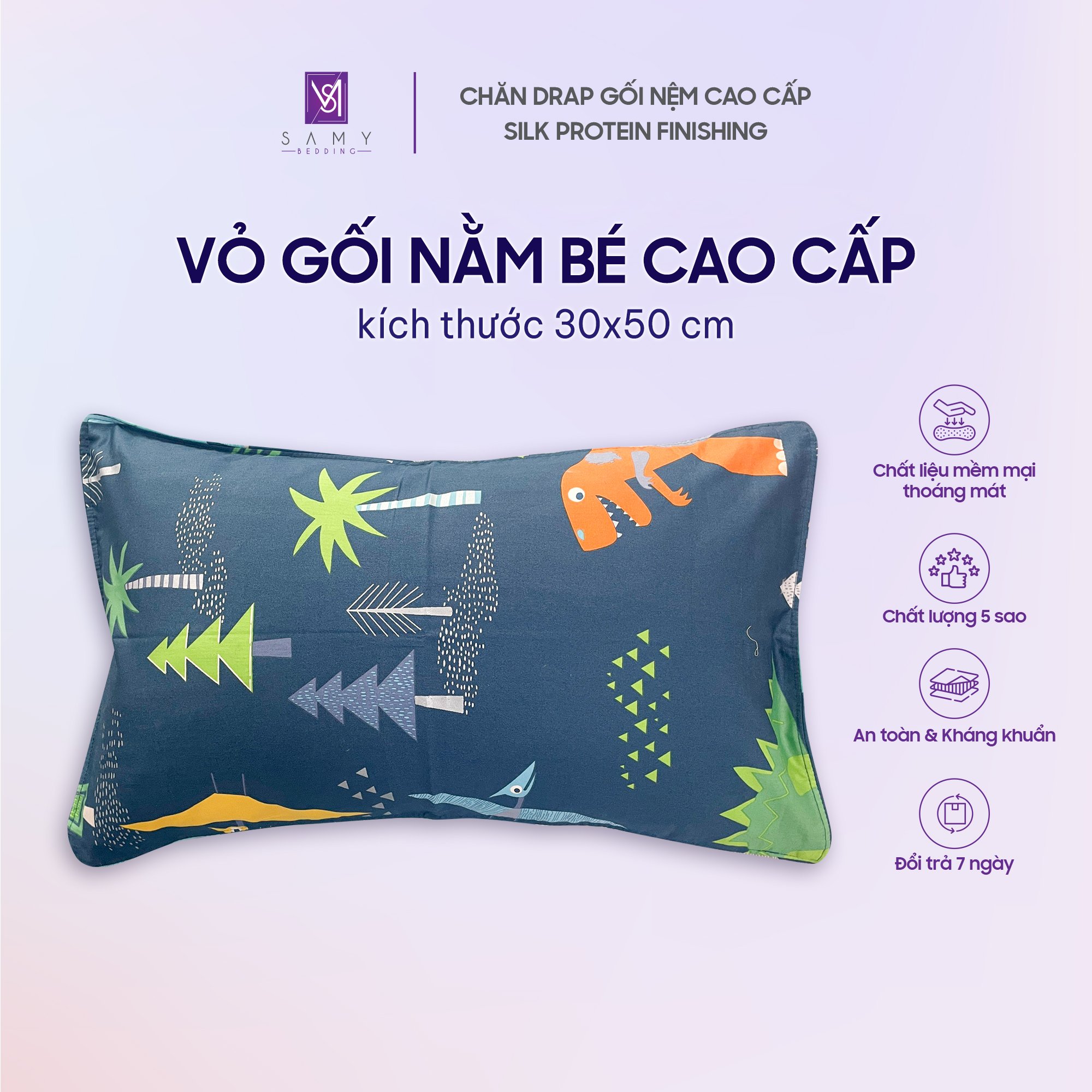 Mô tả Vỏ gối nằm bé cao cấp Samy Bedding êm ái, thoáng mát - 4