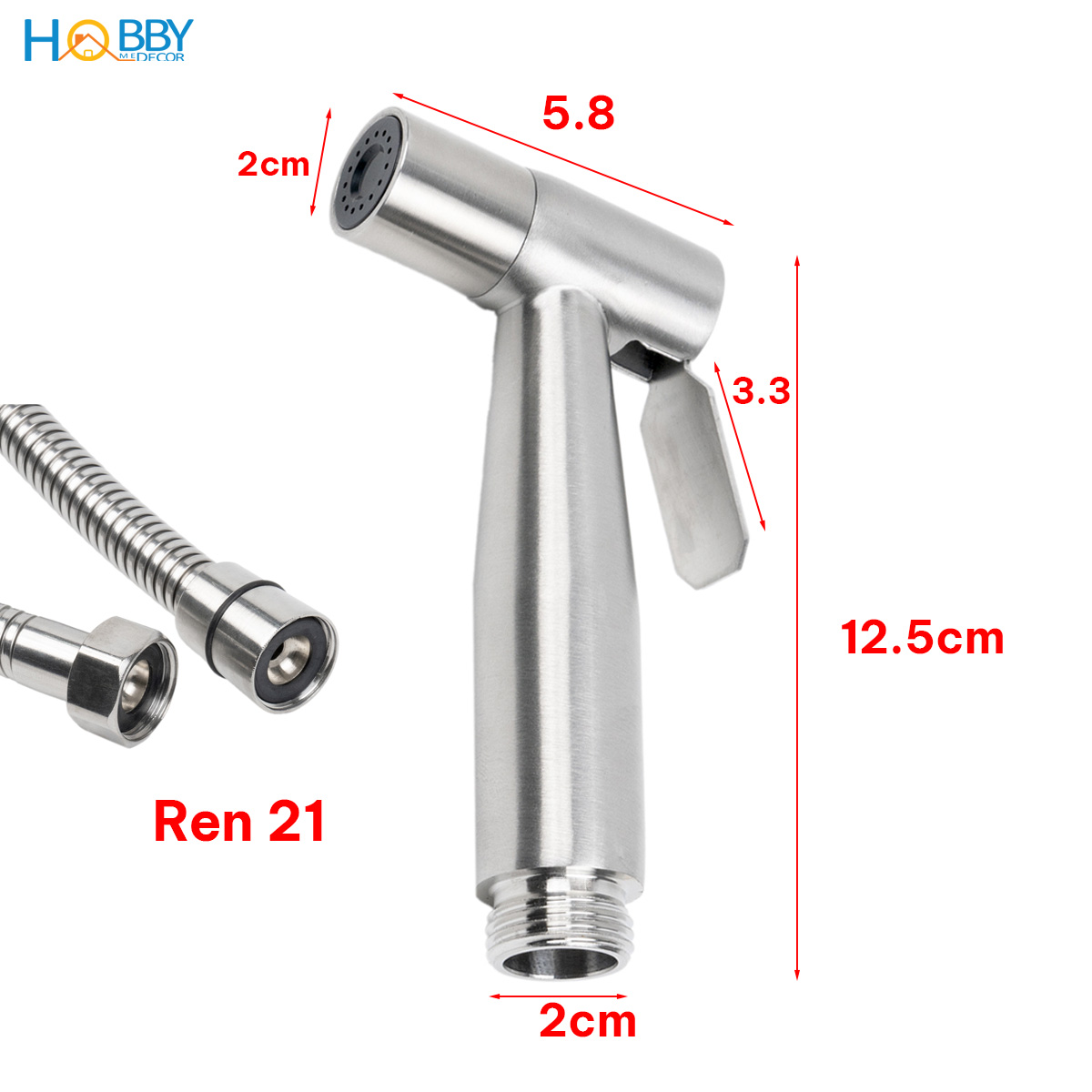 Mô tả Bộ vòi xịt vệ sinh rửa toilet inox 304 tăng áp Hobby home decor VSR1 - 2