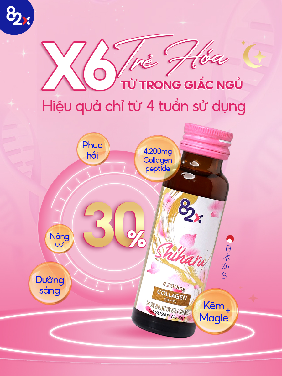 Mô tả Hộp 10 Chai Collagen Dạng Nước 82X SHIHARU Từ Nhật Bản - Ngừa Lão Hoá, Giảm Stress, Cải Thiện Giấc Ngủ - 1