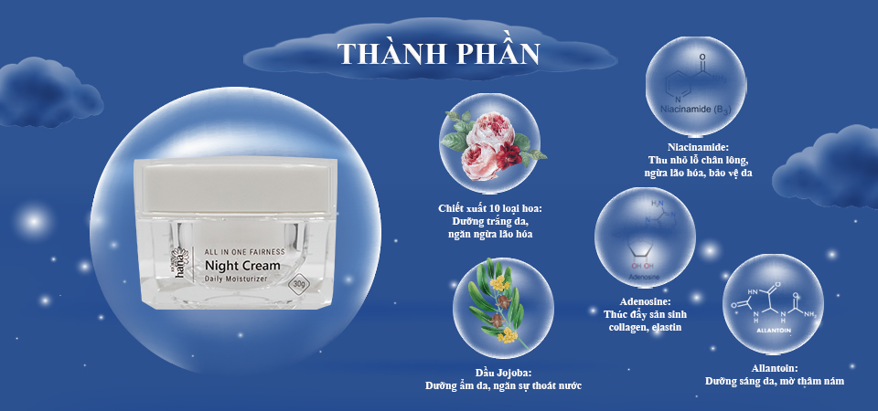 Mô tả Kem Dưỡng Trắng Da Ban Đêm RIORI HANA NIGHT CREAM 30g - 2