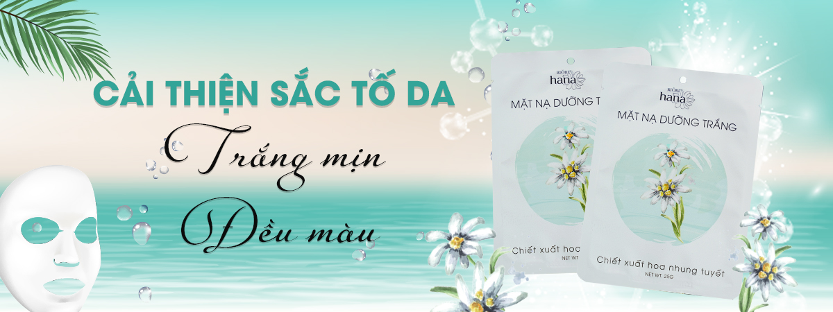 Mô tả Mặt Nạ Giấy Dưỡng Trắng Mờ Thâm Mụn - Chiết Xuất Hoa Nhung Tuyết RIORI HANA - 1