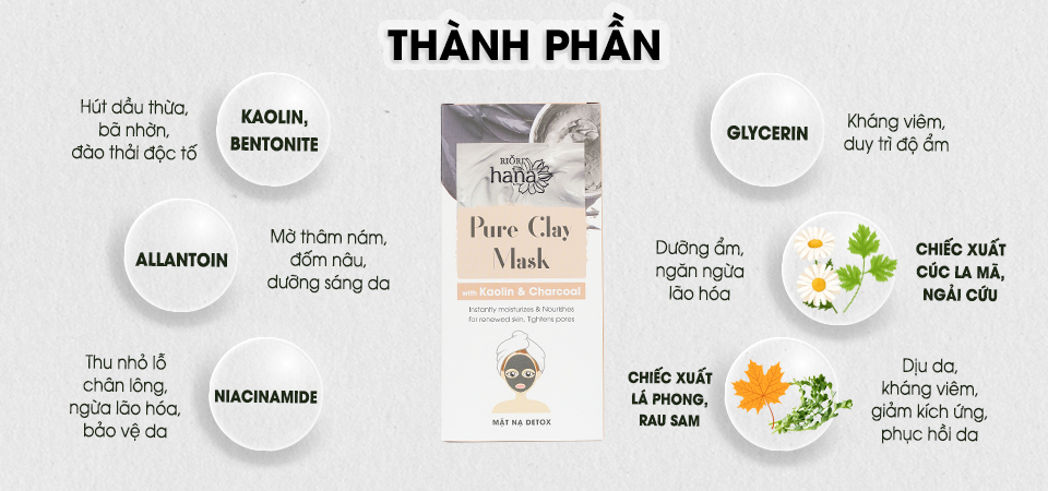 Mô tả Mặt Nạ Đất Sét Detox Thải Độc Da RIORI HANA Pure Clay Mask (6 gói) - 3