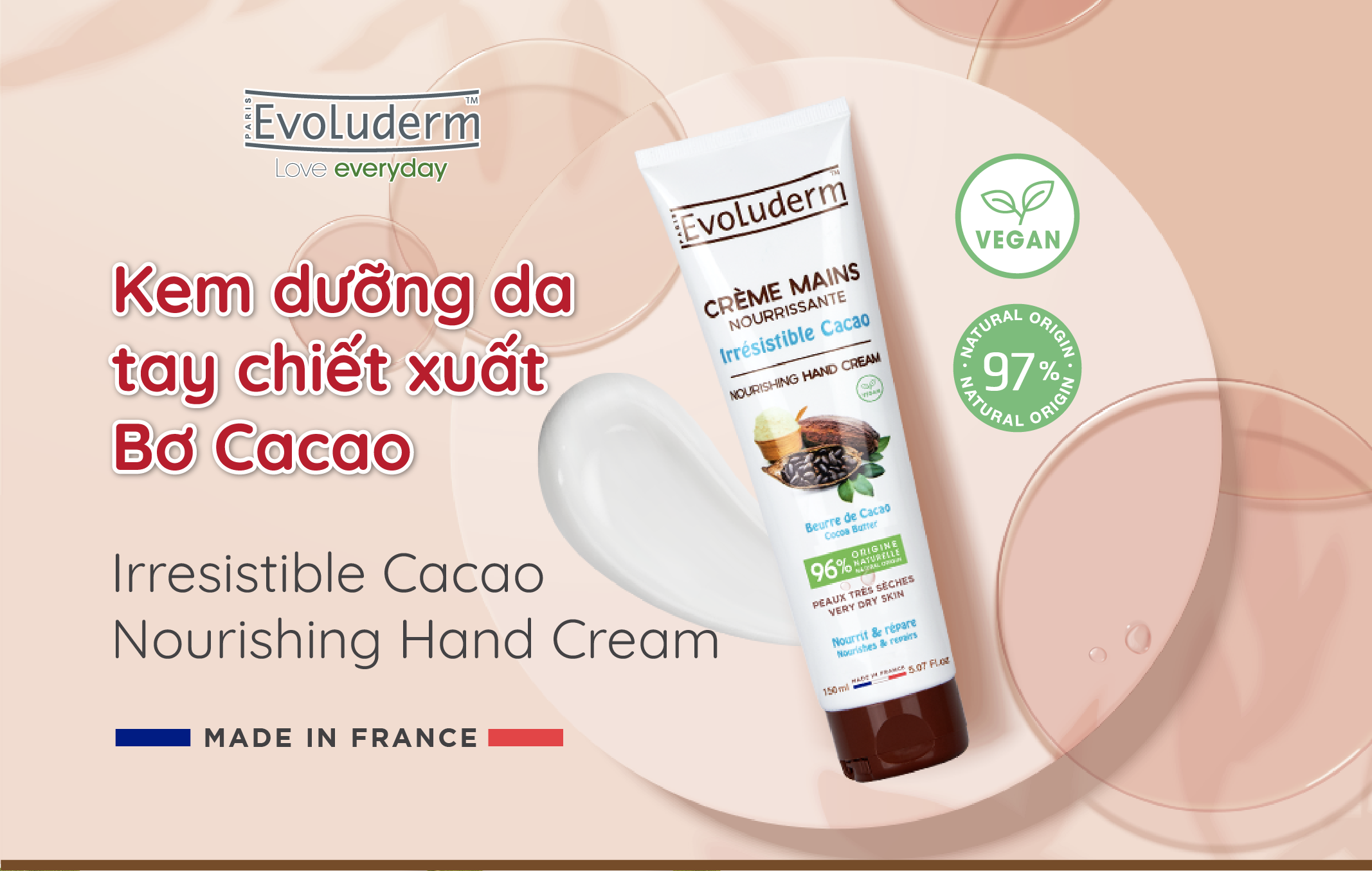 Mô tả Kem Dưỡng Da Tay Evoluderm Giúp Dưỡng Ẩm Phục Hồi Và Bảo Vệ Tinh Chất Cacao 150ml - 1