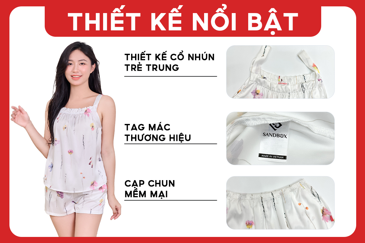 Mô tả Đồ Ngủ Bộ Hai Dây Mặc Nhà SANDBOX Chất Liệu Lụa Cao Cấp, Thiết Kế Trẻ Trung,Mặc Thoải Mái BHL25002 - 3