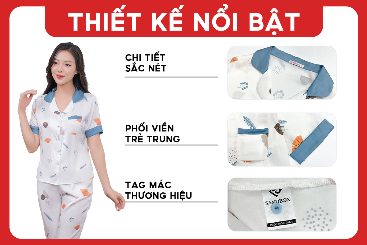 Mô tả Đồ Bộ Nữ SANDBOX Pijama Lửng Chất Lụa Latin Cao Cấp Áo Cộc Tay Quần Lửng Họa Tiết Tinh Tế - BLL24005 - 4