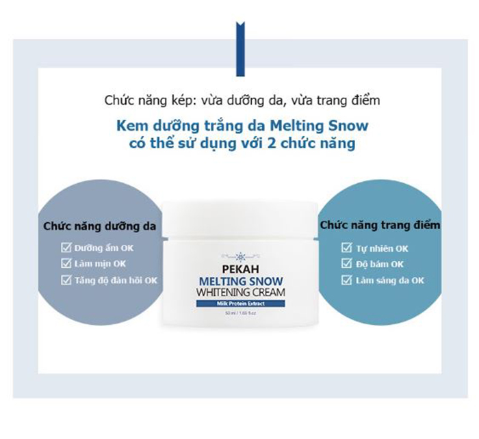 Mô tả Kem Nâng Tone Dưỡng Trắng Làm Đều Màu Da PEKAH Melting Snow Whitening Cream 50ml - 4