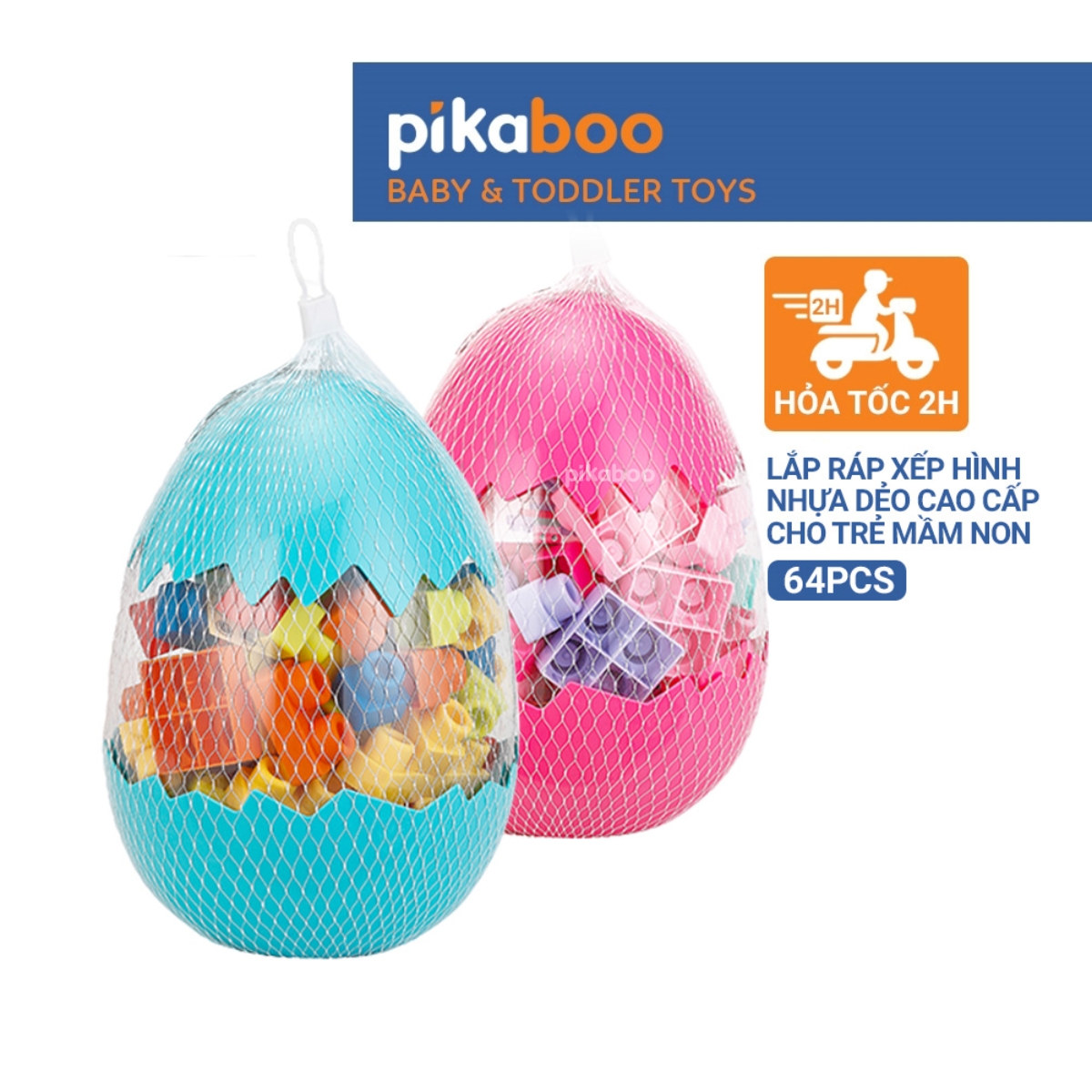 Mô tả Đồ chơi xếp hình khối quả trứng Pikaboo, chất liệu nhựa dẻo cao cấp an toàn giúp bé phát triển sớm - 1