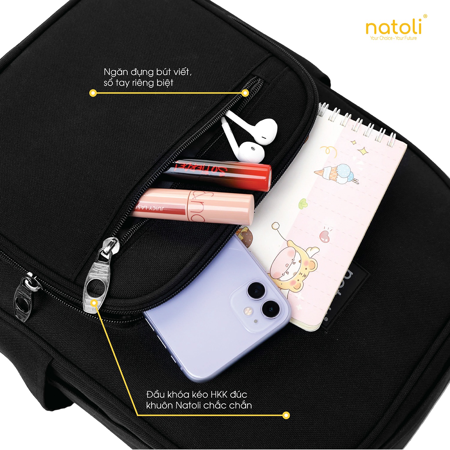 Mô tả Balo nữ thời trang gấu bông NATOLI cute, hàn quốc, đi học, nhiều ngăn BST Dreamy Teddy Bear School Backpack B16 - 4