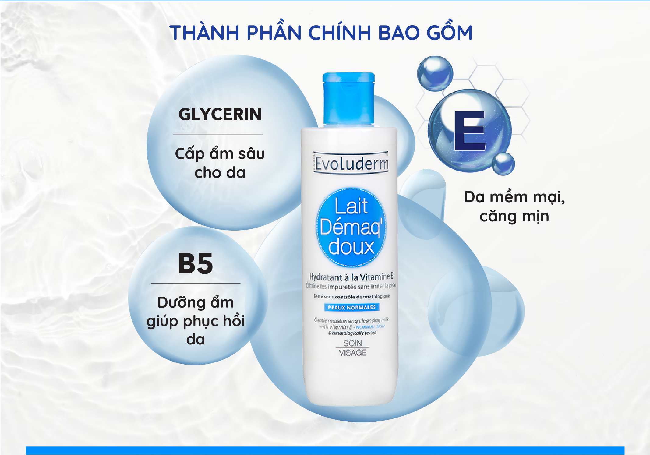 Mô tả Sữa tẩy trang rửa mặt Evoluderm bổ sung Vitamin E giúp dưỡng ẩm và làm tươi trẻ làn da 250ml - 2