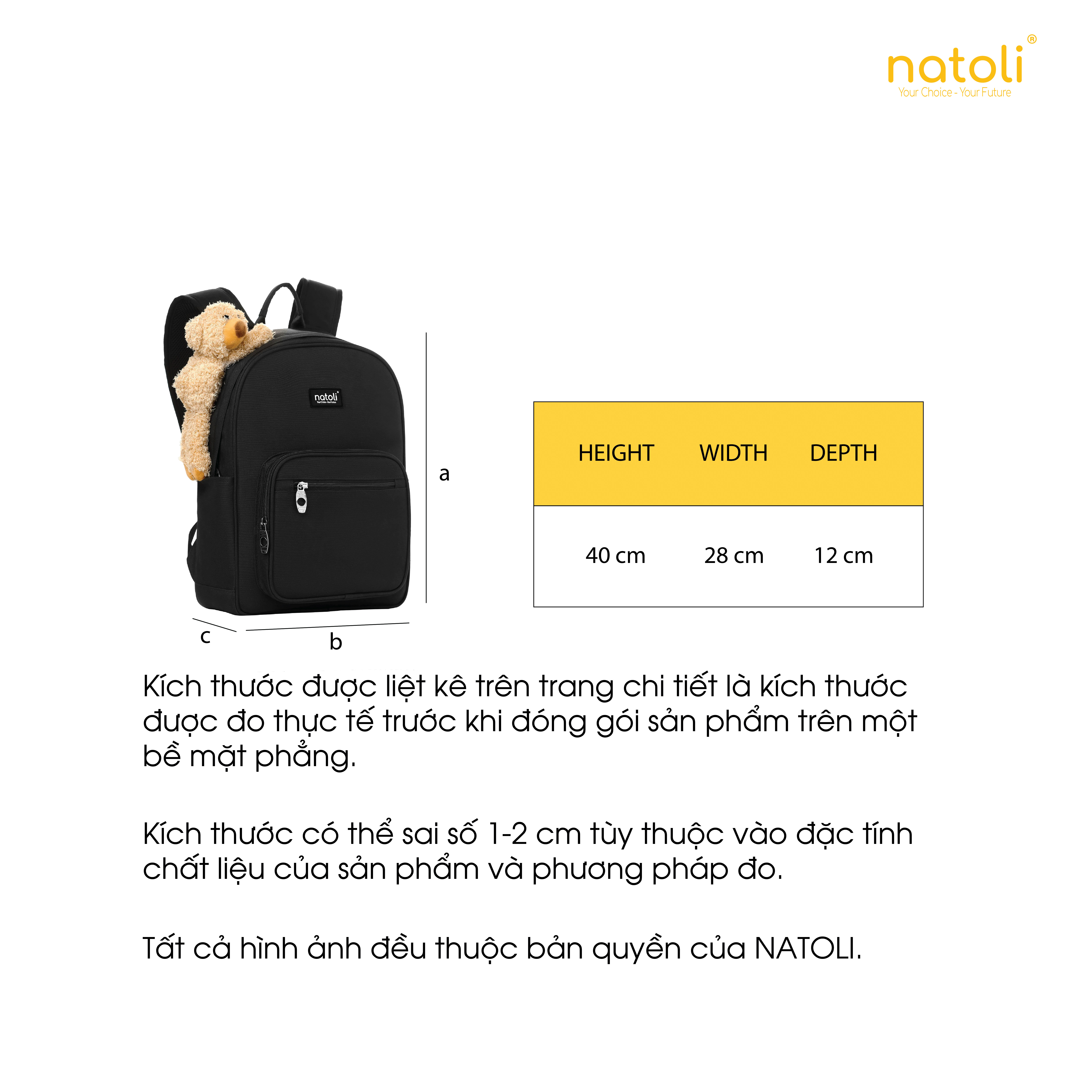Mô tả Balo nữ thời trang gấu bông NATOLI cute, hàn quốc, đi học, nhiều ngăn BST Dreamy Teddy Bear School Backpack B16 - 10