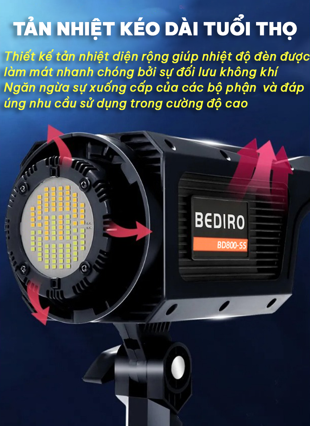 Đèn LED Bediro Bd-800Ss 100W Ngàm Bowens Cho Studio Phòng Chụp Sản Phẩm ...