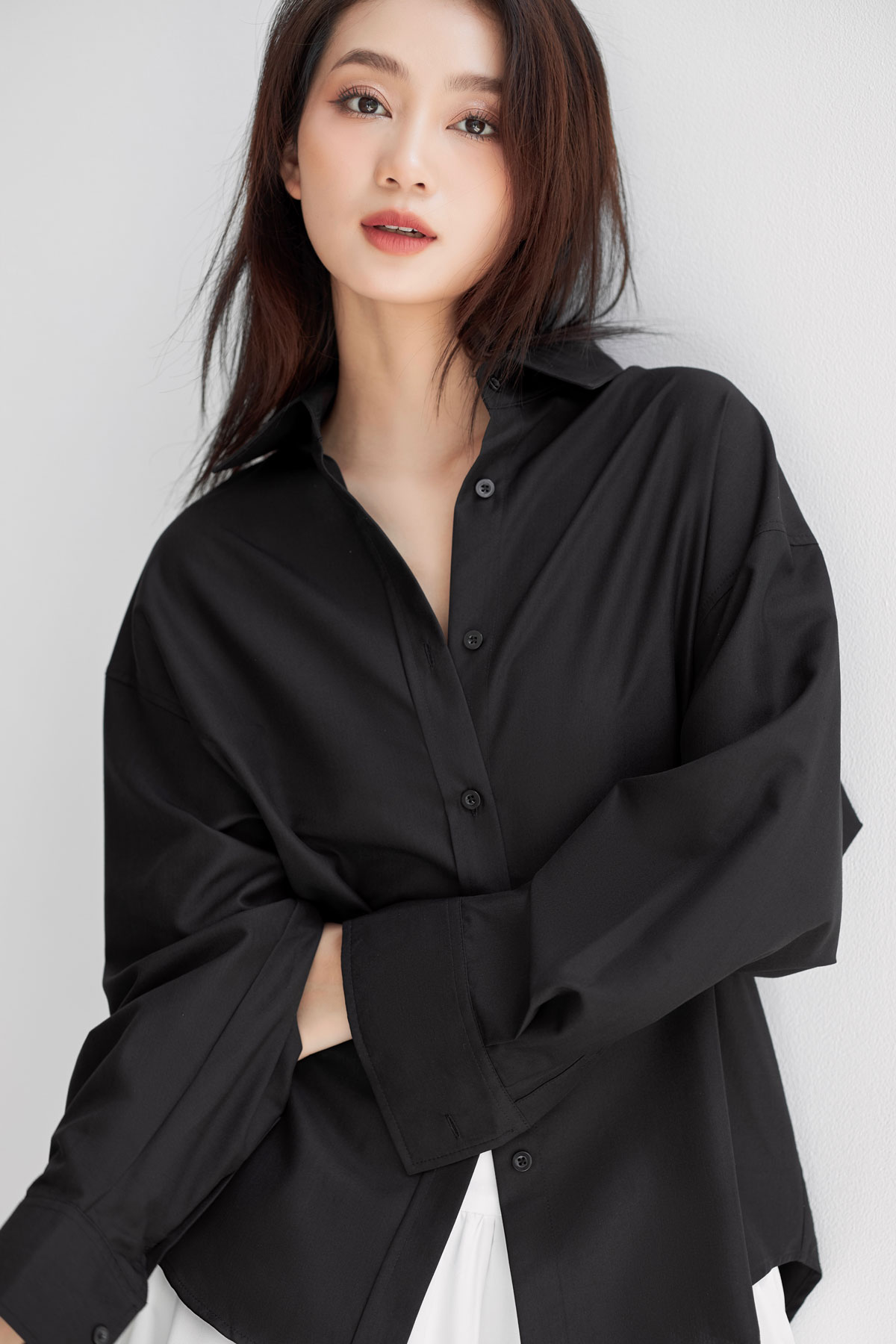 Áo sơ mi form rộng vải Kate Mỹ