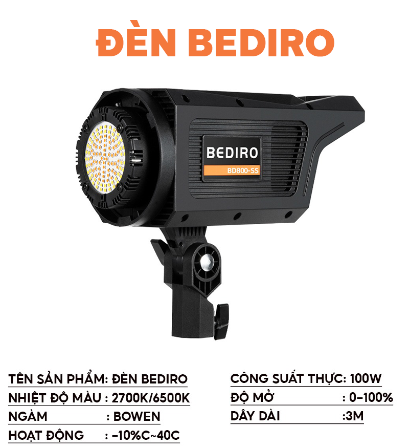 Đèn LED Bediro Bd-800Ss 100W Ngàm Bowens Cho Studio Phòng Chụp Sản Phẩm ...