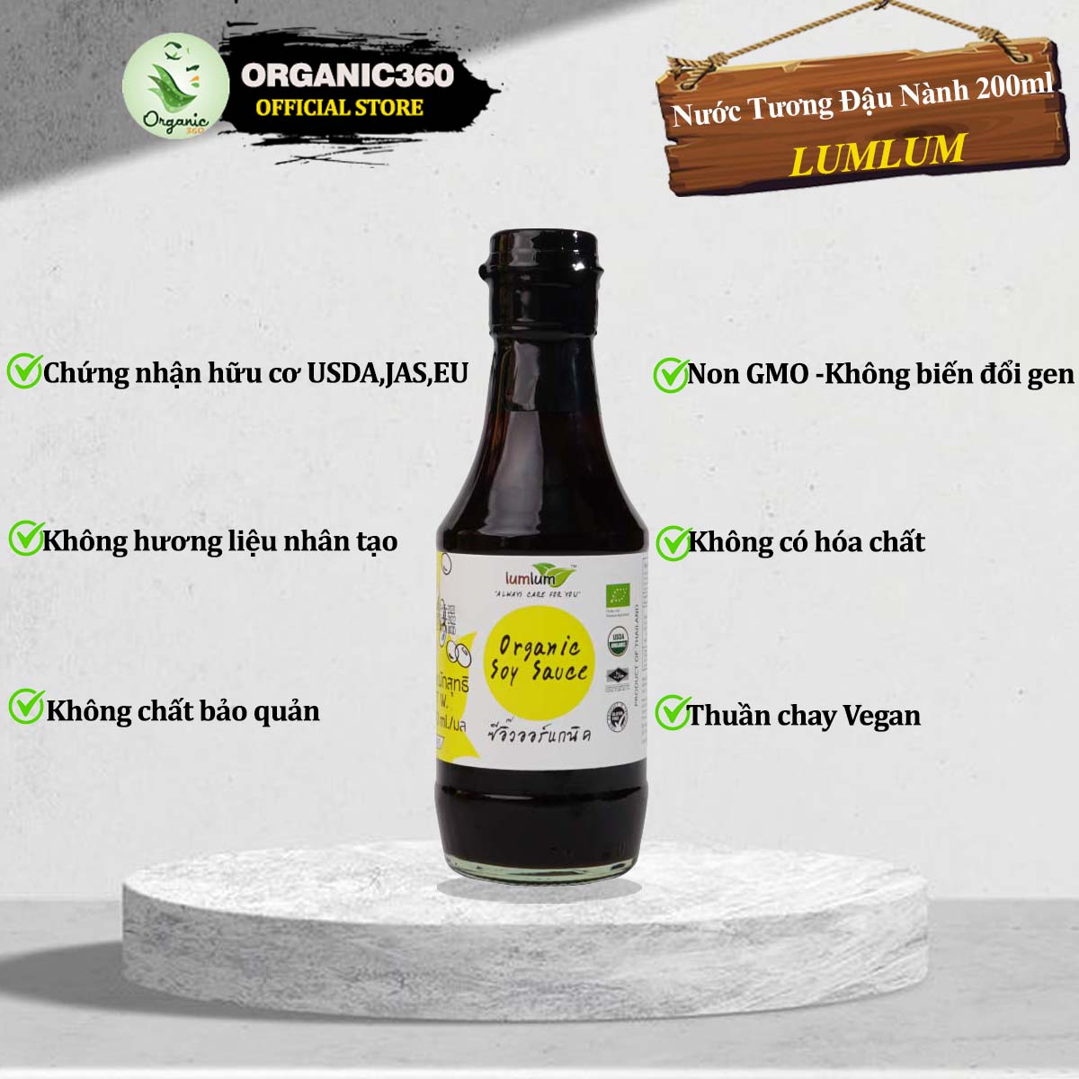 Mô tả Nước Tương Đậu Nành Hữu Cơ LUMLUM Organic Soy Sauce 200ml - 1