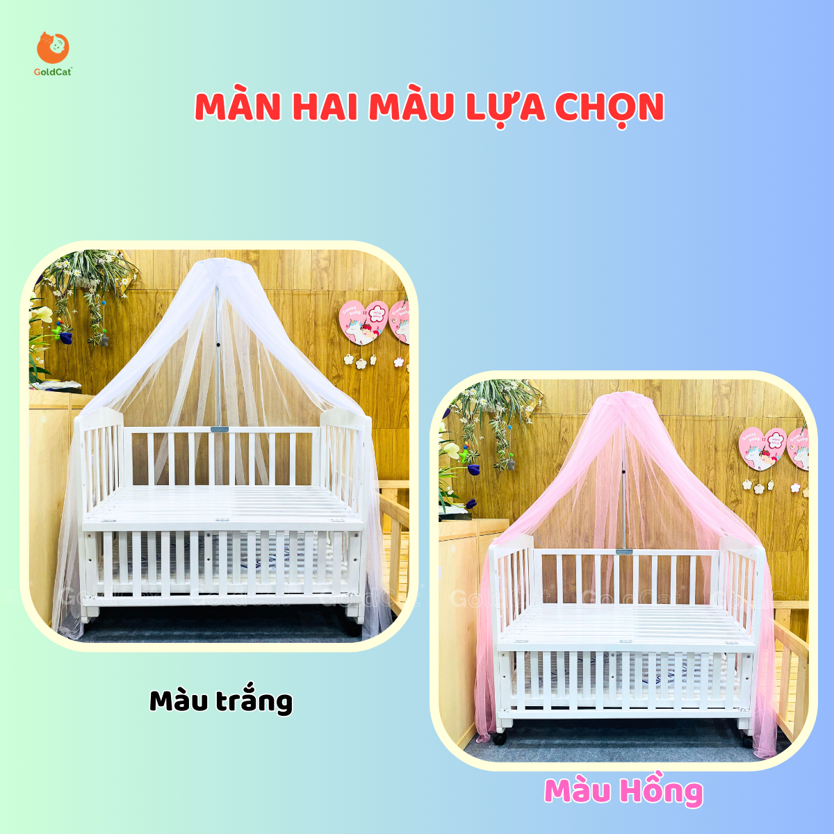 Mô tả Màn Cũi Cho Bé GOLDCAT Và Cây Treo, Mắt Lưới Thoáng Khí Chống Muỗi Và Trùng,Khung Treo Tăng Chỉnh Độ Cao Thông Minh - 1