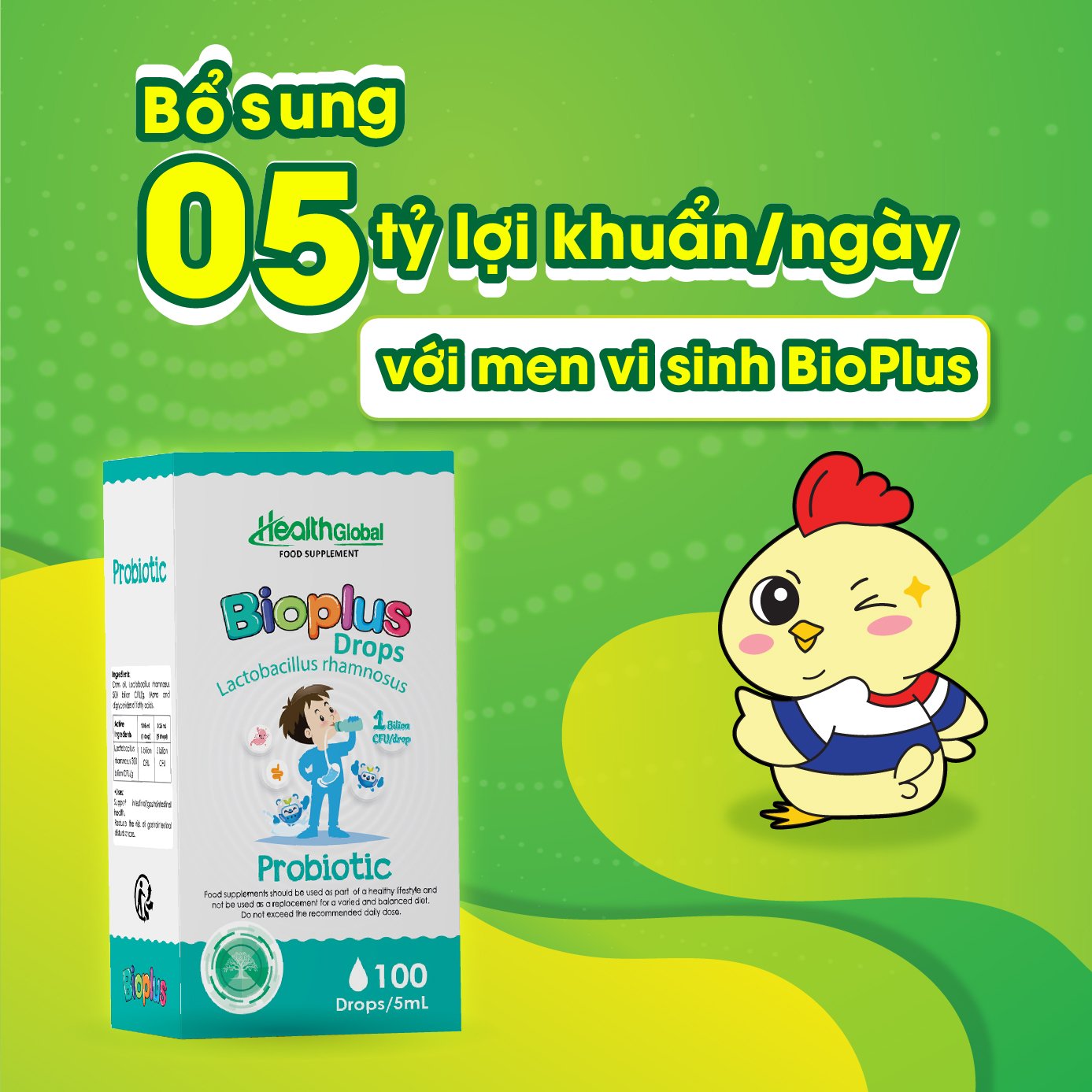 (MUA 1 TẶNG 1 QUÀ) Men Vi Sinh Bioplus Drops HealthGlobal 5ml Cải Thiện ...
