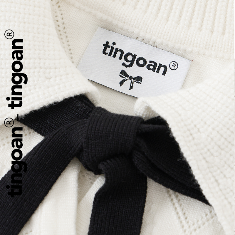 Mô tả TINGOAN® - Áo len kem crop bề mặt len hoạ tiết quả trám buộc nơ YURI YURI TOP/WH PHIÊN BẢN MỚI NHẤT T6/2024 - 6