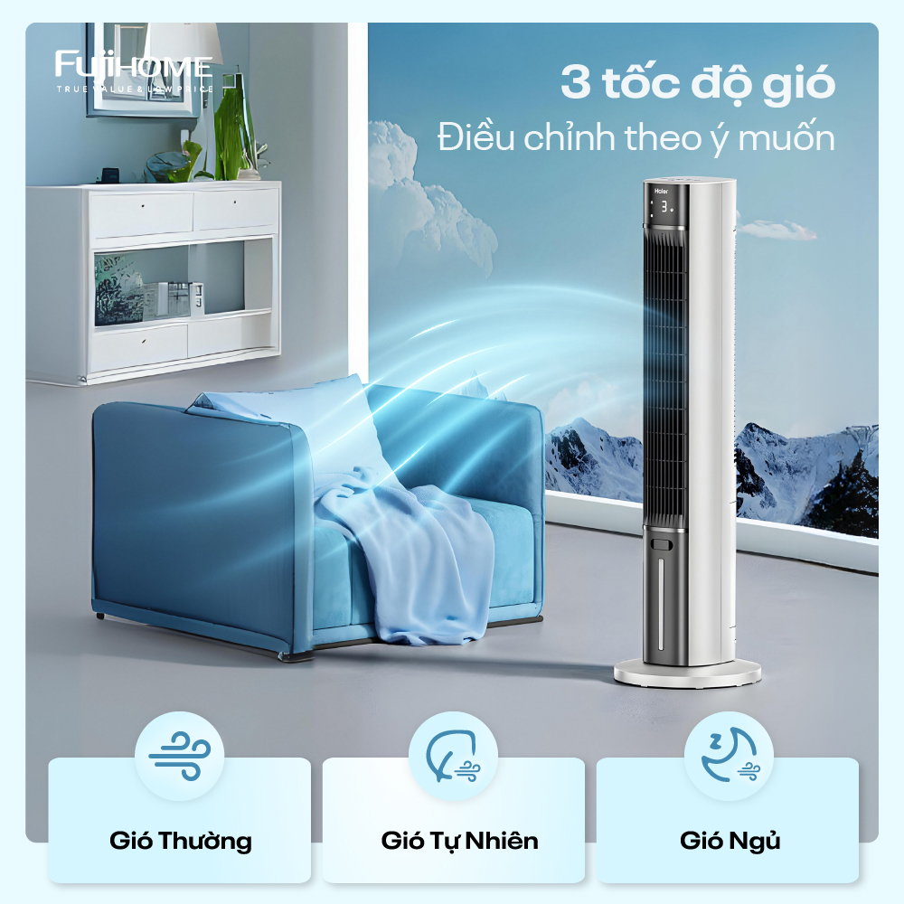 Mô tả Quạt tháp hơi nước nhập khẩu FUJIHOME AC-18LE Điều khiển từ xa, 3 cấp độ gió, lọc không khí ionizer - 5